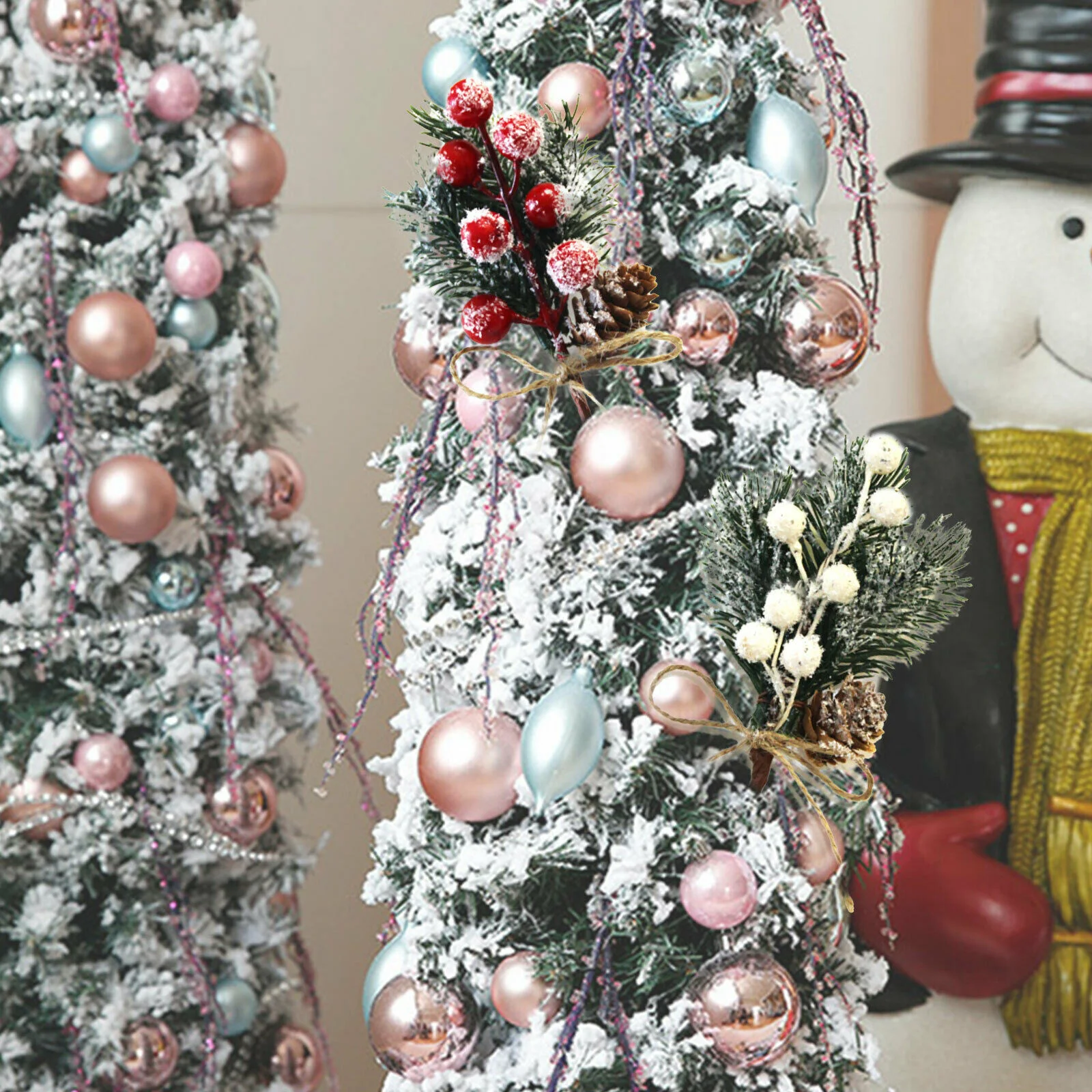 

10pcs Christmas Pine Branches Simulated Berry Pinecone Branch Pendant DIY Wreath Pine Needle Bouquet Navidad New Year Decoration