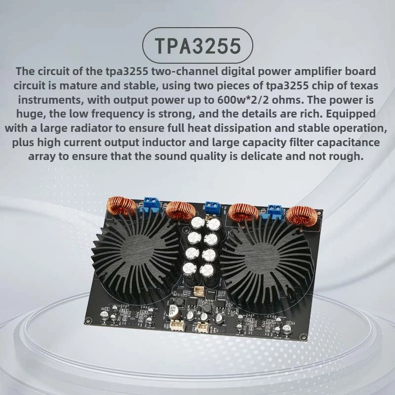 DualChip High Power TPA3255 Двухканальный цифровой HiFi аудиофильский усилитель класса D, плата 600 Вт + 600 Вт, аксессуары для аудиоусилителей