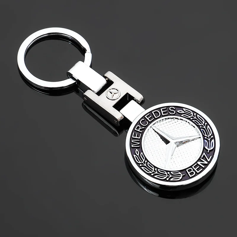 Metal Car Keychain Pendant Double sided Key Ring for Mercedes Benz New B/C/E Class A Class C200L GLC GLK New CLA GLA