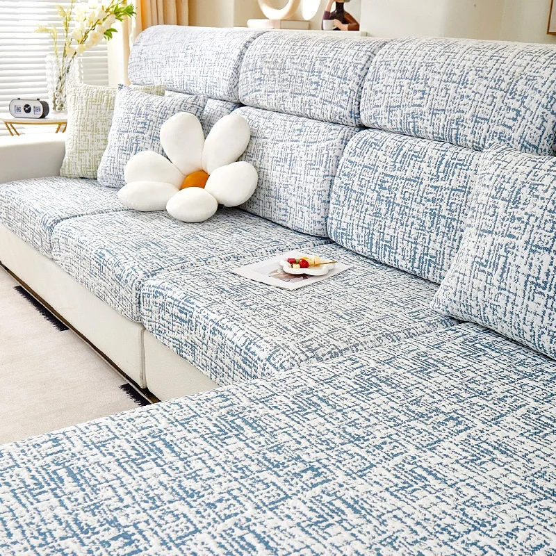 Cool Feeling Ice Silk Sofa Cover All-inclusive Universal Summer Living Room Sofa Cover Thickened Stretch Anti-slip Dust-proof