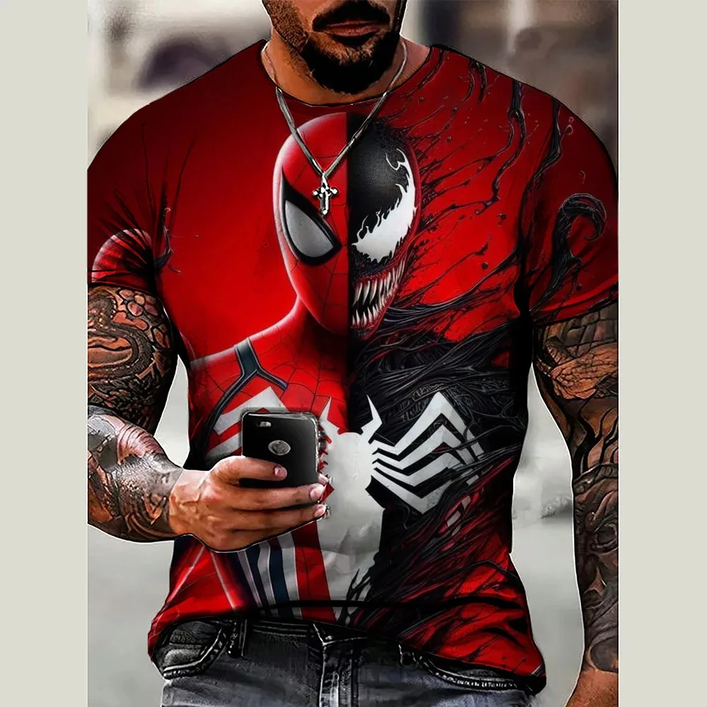 Marvel Summer Men Spider-Man T-Shirt 3D Printed Cool Tops Tees Male Casual Stylish Short Sleeve Clothing Fashion Streetwear