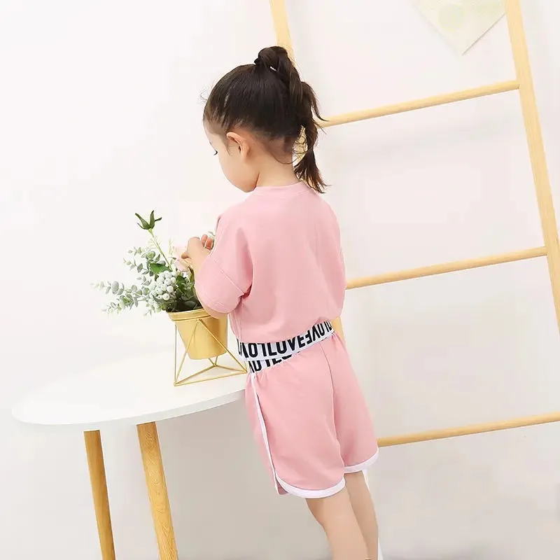 Short sleeved suit for children Summer sportswear for girls New Shorts Casual 2024 kids clothes girls boutique outfits cute 2024