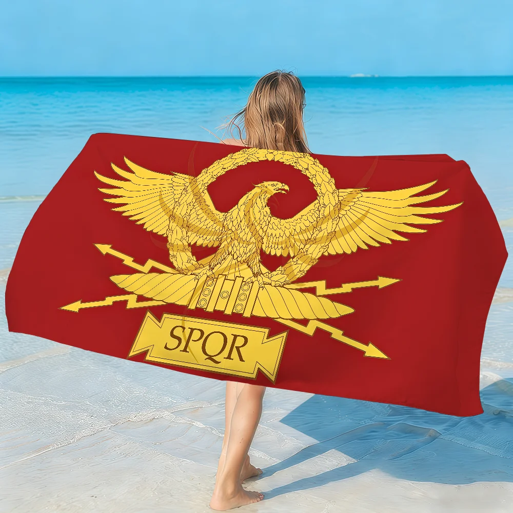 Flag of Roman SPQR Towel Soft Lightweight Anti-Sand Large Beach Towel Quick-Drying Bath Sports Family