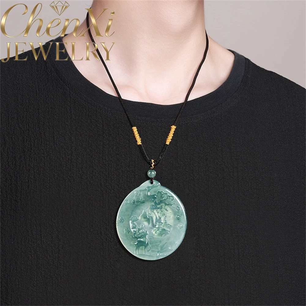 

High-End Natural A-Grade Blue Water Ice-Grade Jadeite Lu Brand Meihua Deer Traverse The Snow To Seek The Plum Blossom Pendant