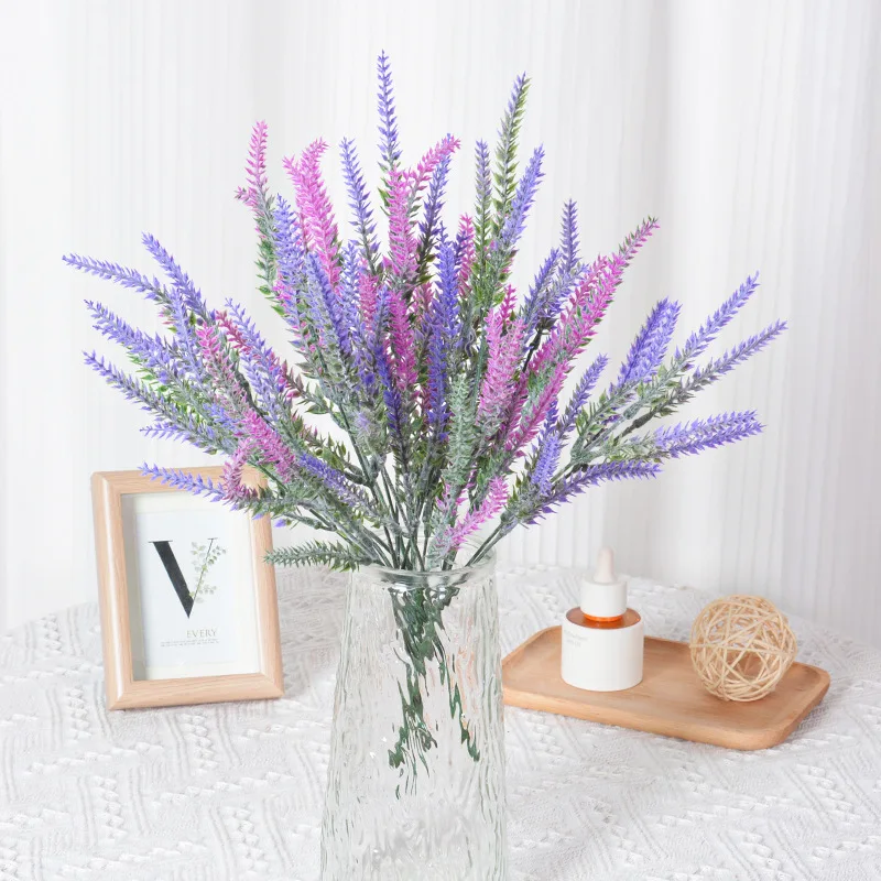 

Lavender branch bouquet artificial flower arrangement DIY wedding party home decoration photography prop simulation plants
