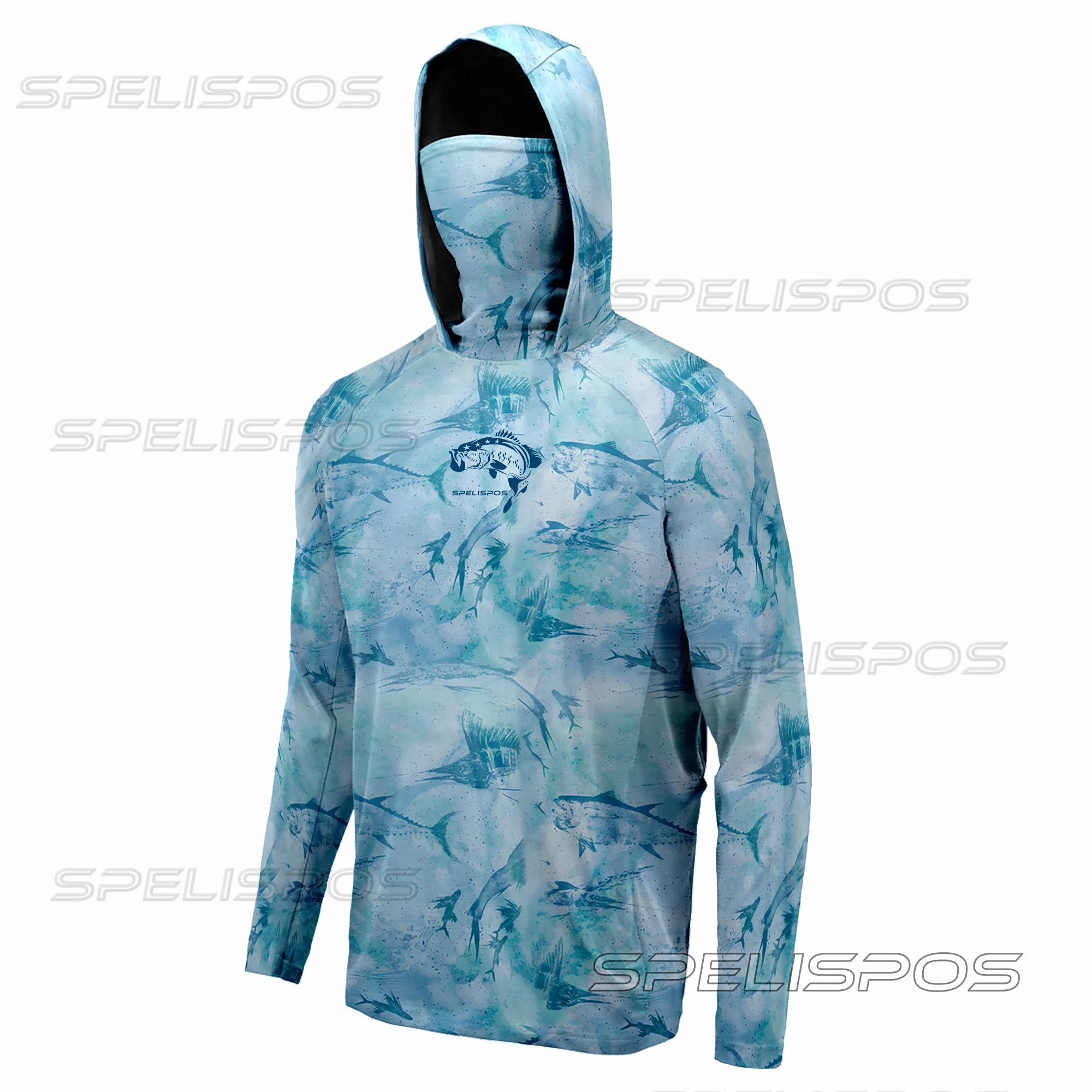 Hoodies Fishing Shirt Hunting Guise Surfing Dresses Angling Face Cover Mask Tops Wear UPF 50+ Running T-shirt Beach Gear Maillot