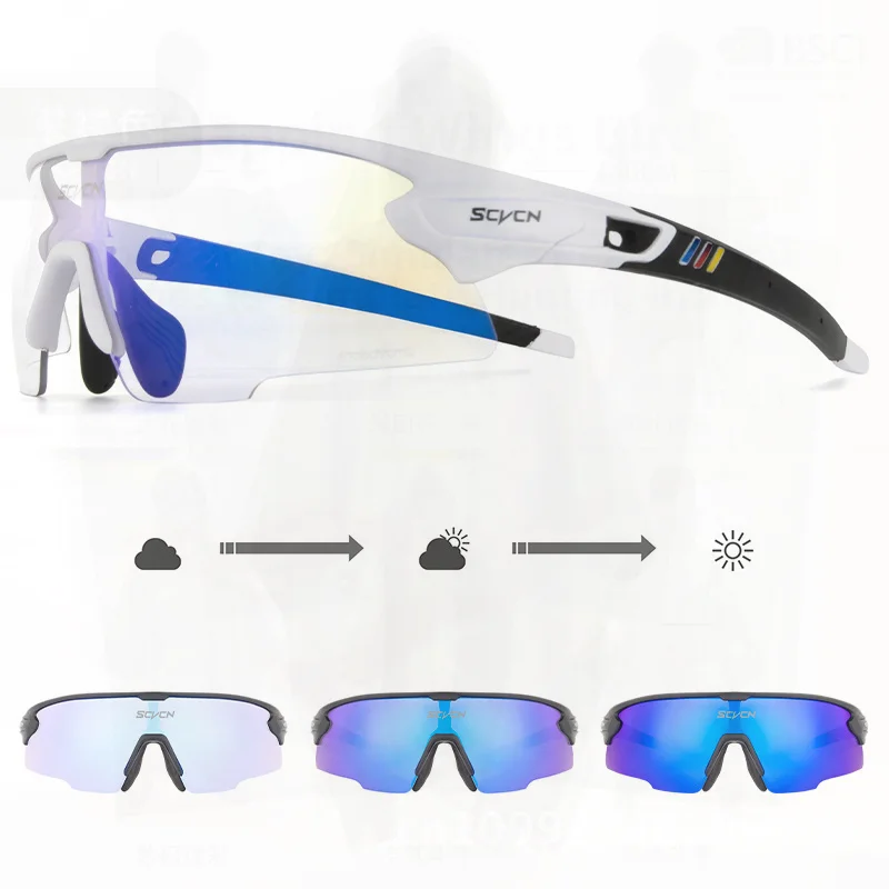 

Color- Changing Unisex Cycling Glasses TR90 Half Frame Sports Sunglasses Windproof Bicycle Goggles for Men And Women Outdoor