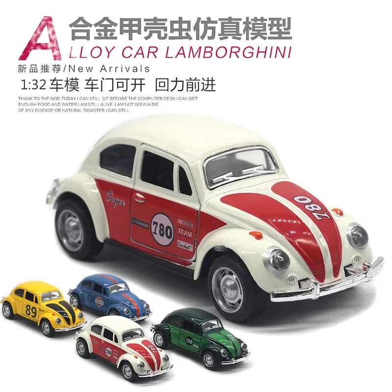 1: 32 alloy Volkswagen Beetle painted racing car classical rebound door opening car model children's toy ornament