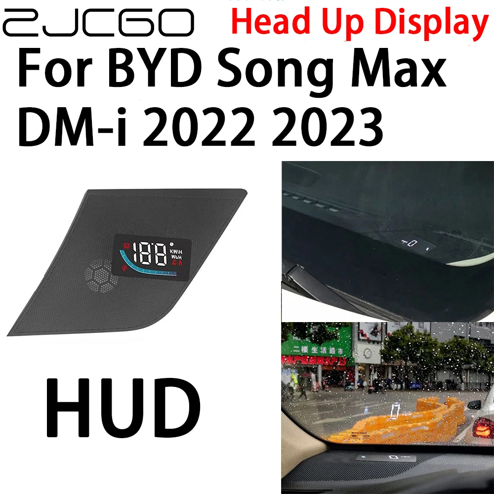 

ZJCGO Car HUD Head Up Display Speedometer Projector Alarm Electronic Accessories for BYD Song Max DM-i 2022 2023