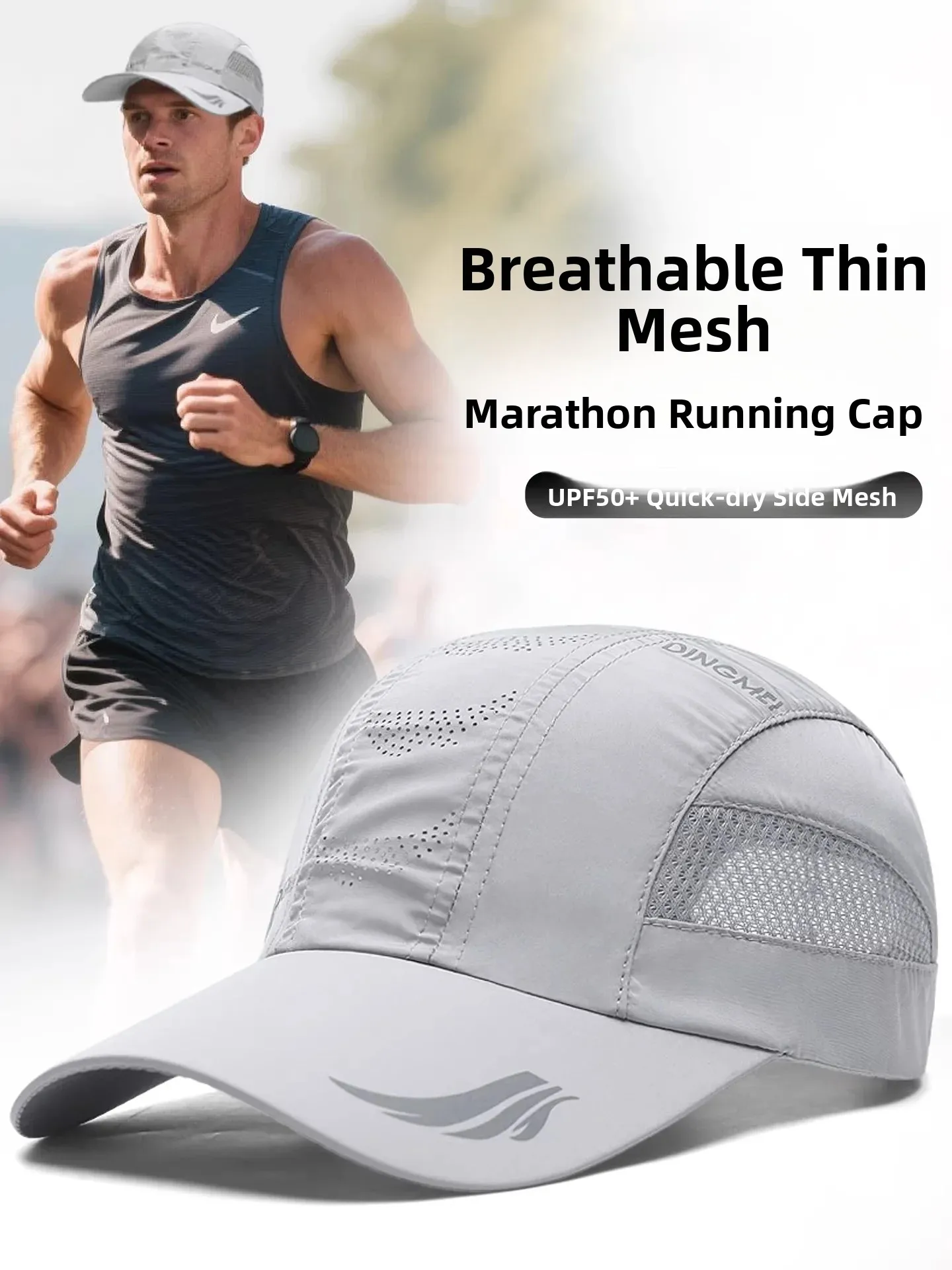 Marathon Running Hat Men's Professional Sunscreen Cap Sweat Absorbent Quick Dry Lightweight Summer Cap Breathable Mesh Cap