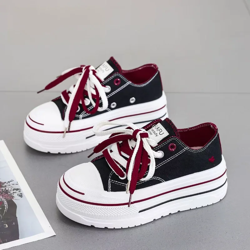 

Children's Canvas Shoes Spring Autumn New Boys Girls Sneakers Fashionable Thick-soled Lace-up Kids Casual Platform Shoes