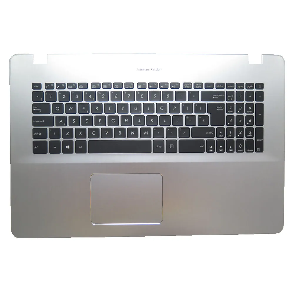 

Клавиатура и подставка для ноутбука (UK) для ASUS X705UA X705BA X705NA, серебристый верхний корпус с подсветкой и тачпадом