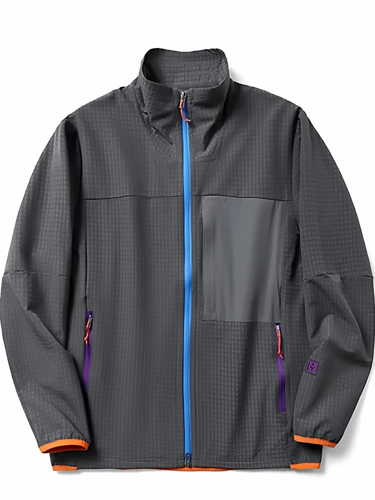 

Легкий 3D индивидуальный клетчатый кардиган Fce, уличный повседневный открытый кардиган с воротником, мужская весенняя верхняя одежда Spor Jaet