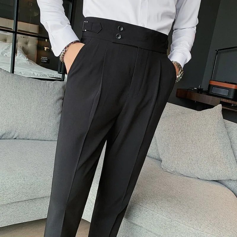 Man Suits Pants High Waist Social Tailoring Straight Business Korean Style Clothes Dress Trousers for Men Quality Formal Stylish