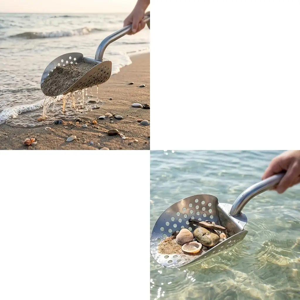 Beachcombing Sand Sifter Spade Tool with Drain Hole Basket and Long Handle high quality