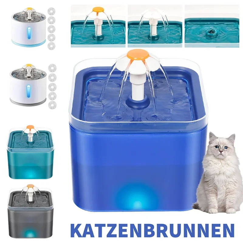 

Customizable Fuente agua para mascotas, dispensador agua para gatos, cuenco bebida silencioso eléctrico USB, filtro aut