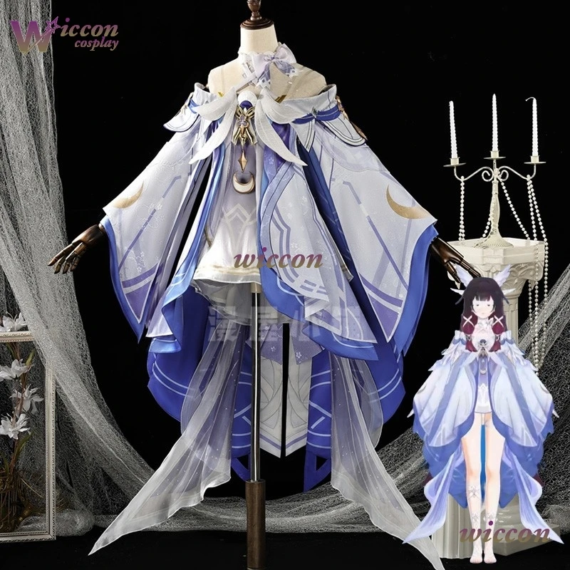 Mag/Columbina Genshin Impact Cosplay Damselette Moon Maiden traje Cos peluca Halloween conjunto completo ropa diosa Kuutar decoración