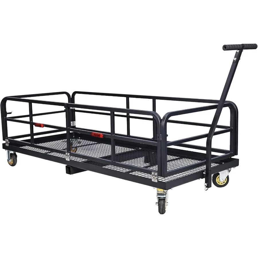 Folding Hitch-Mounted Cargo Basket - Heavy-Duty 750 Lbs Capacity Cargo Carrier with 2 Receiver Compatibility Integrated Wheels