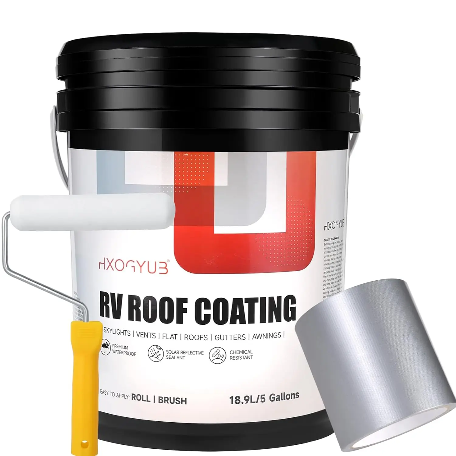 

RV Roof Coating,with Seam Tape, Liquid White Rubber Coating Solar Reflective Sealant, Waterproof, for RV Roof, Trailer and Campe