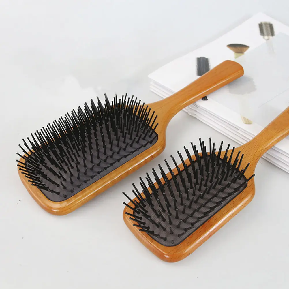

Нейлоновая расческа-щетка с деревянной ручкой для массажа кожи головы, распутывания волос и улучшения кровообращения, инструмент для укладки волос