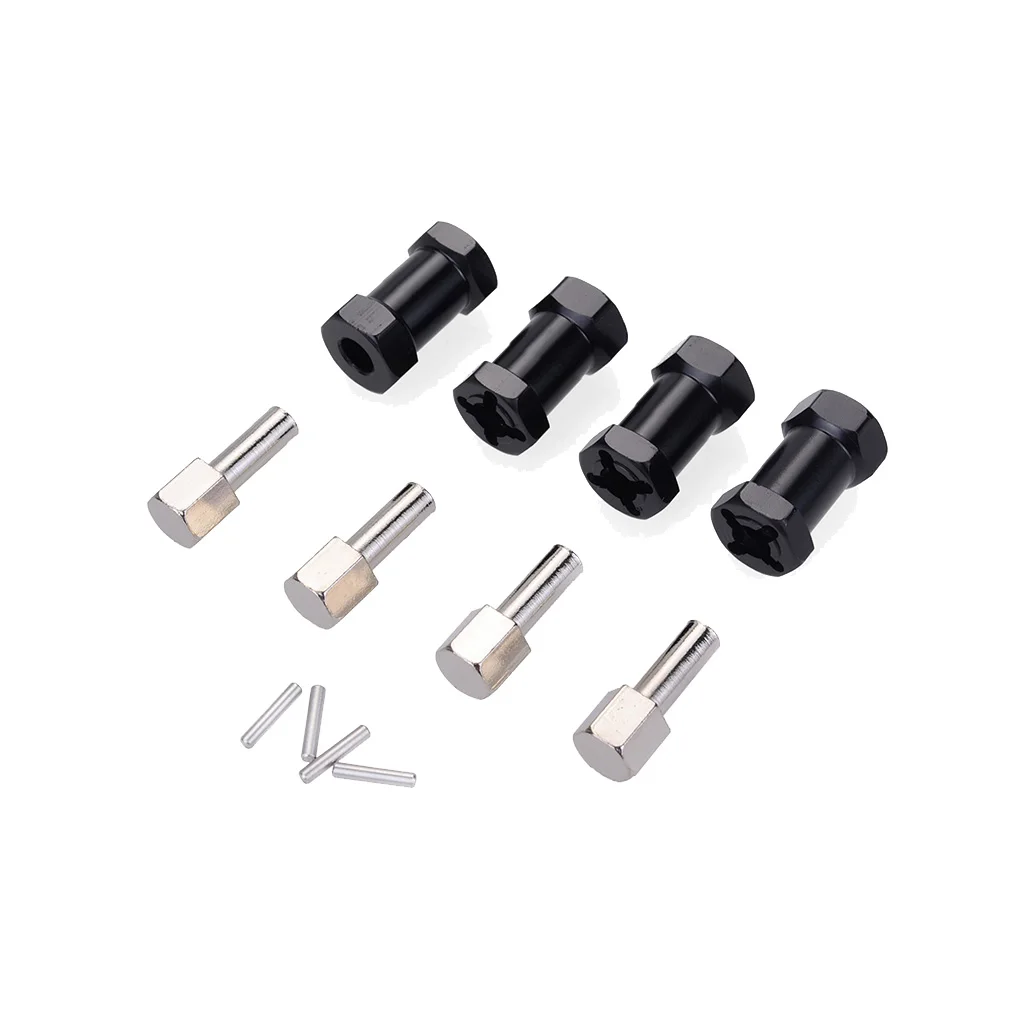 4 Aluminum RC Car 12mm Hexagon Wheel Hub Drive Adapters 20mm Extension Combiner Coupler for 1/10 Scale RC Track-Black