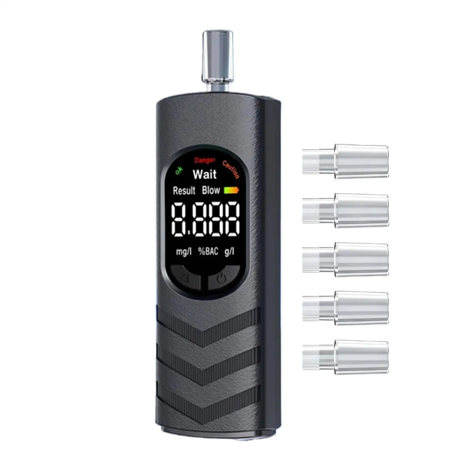Alcohol Breathalyzer LCD Display Rechargeable Tester With 5 Mouthpieces Blood Alcohol Breathalyzer For Car Home Parties Drinking
