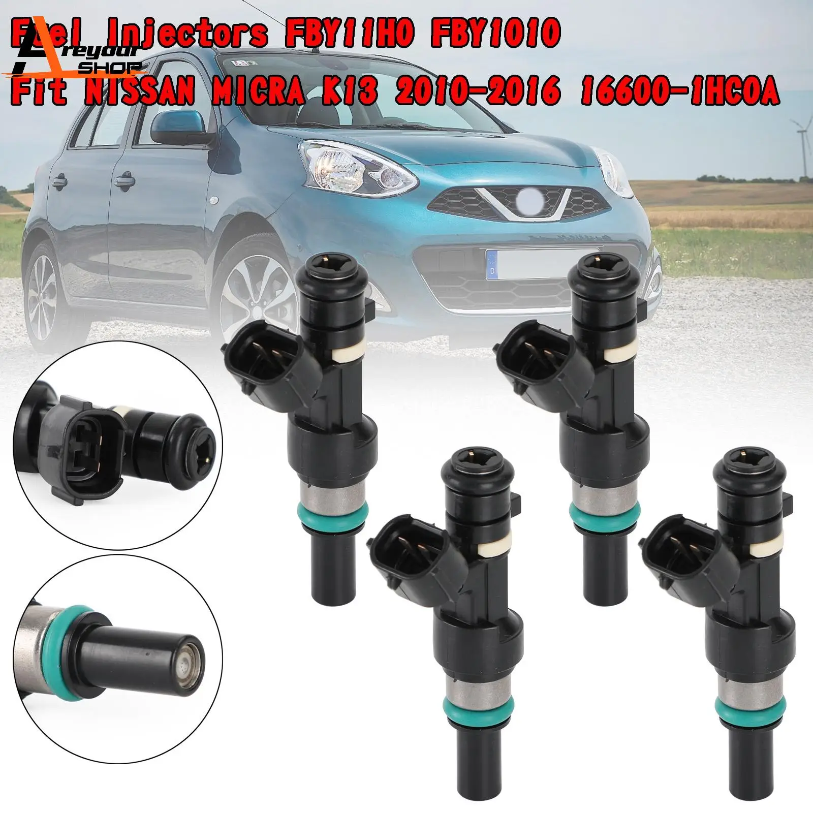 Areyourshop 4PCS Fuel Injectors FBY11H0 FBY1010 Fit For NISSAN MICRA K13 2010-2016 16600-1HC0A