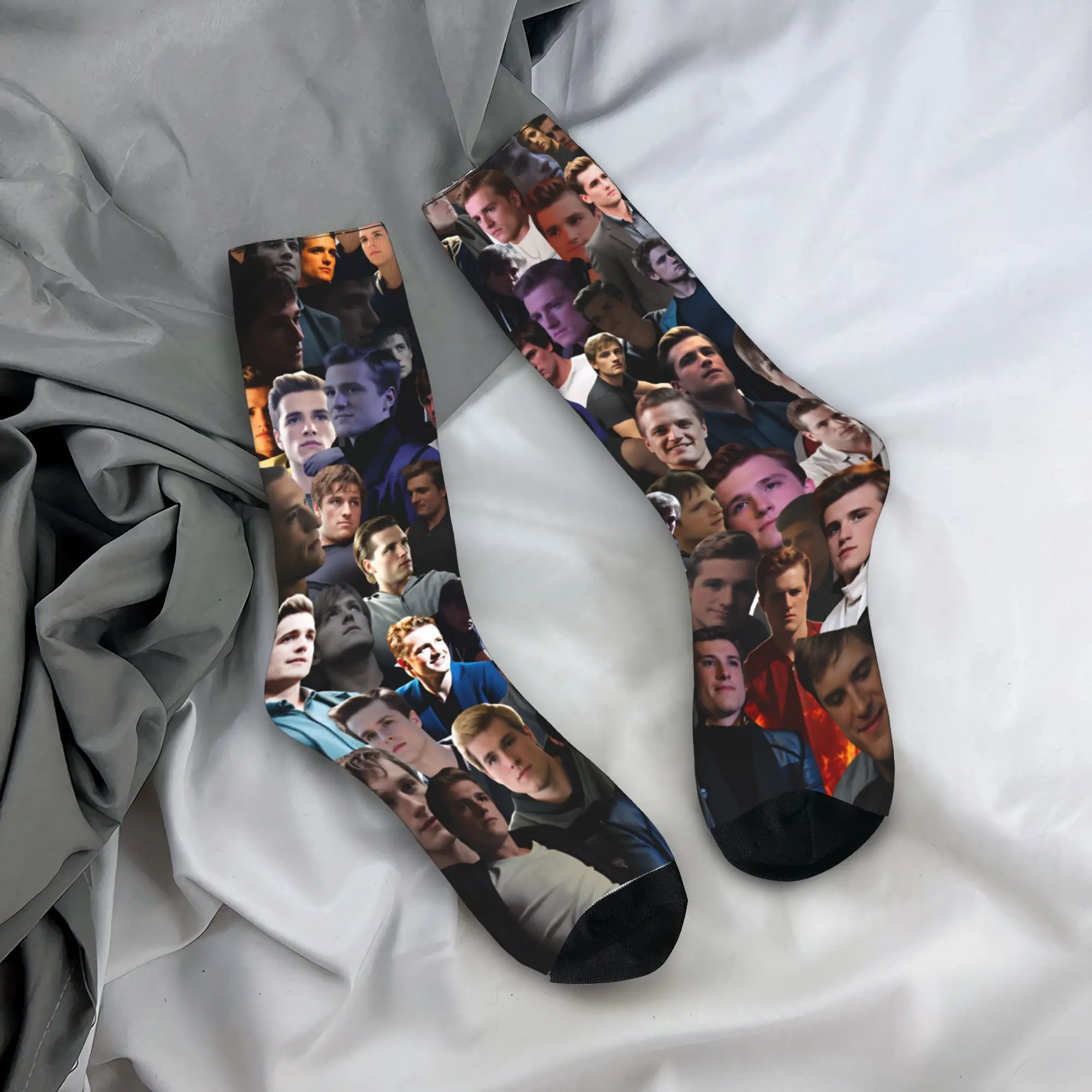 

Josh Hutcherson Collage Printed Socks Design Stockings Anti Skid Unisex Men Socks Warm Soft Winter Kawaii Skateboard Socks