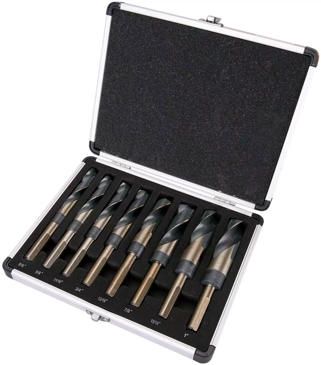 

8 pc Jumbo Silver and deming Industrial Cobalt drill bit set 1/2" Reduced Shank