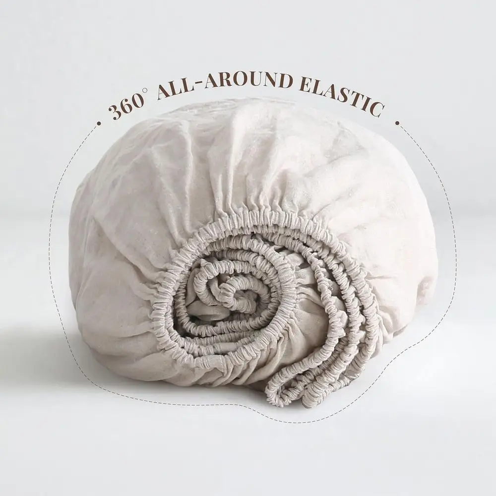 Lenzuolo con angoli king size 100% lino, 78x80, 16 tasche profonde, traspirante, lavato con pietra, elastico a tutto tondo (lino naturale, 1 lenzuolo O