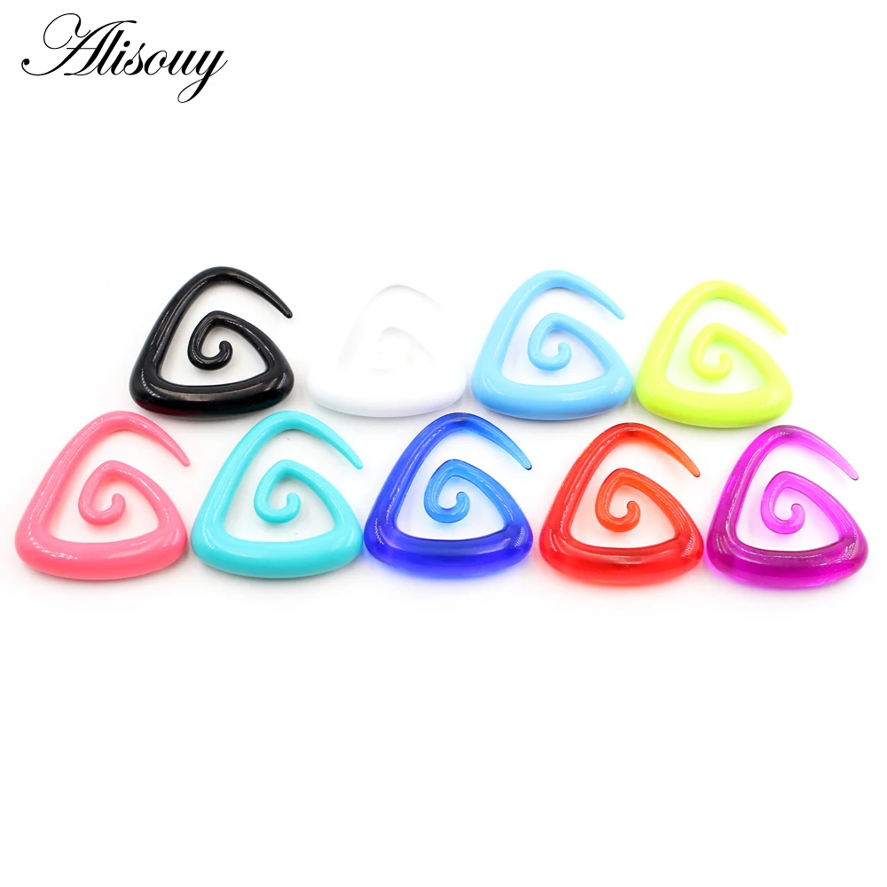 Alisouy 2pcs 1.6-10mm Irregul Triangle Acrylic Spiral Ear Tunnels Plugs Expander Stretcher Earrings Gauges Body Piercing Jewelry