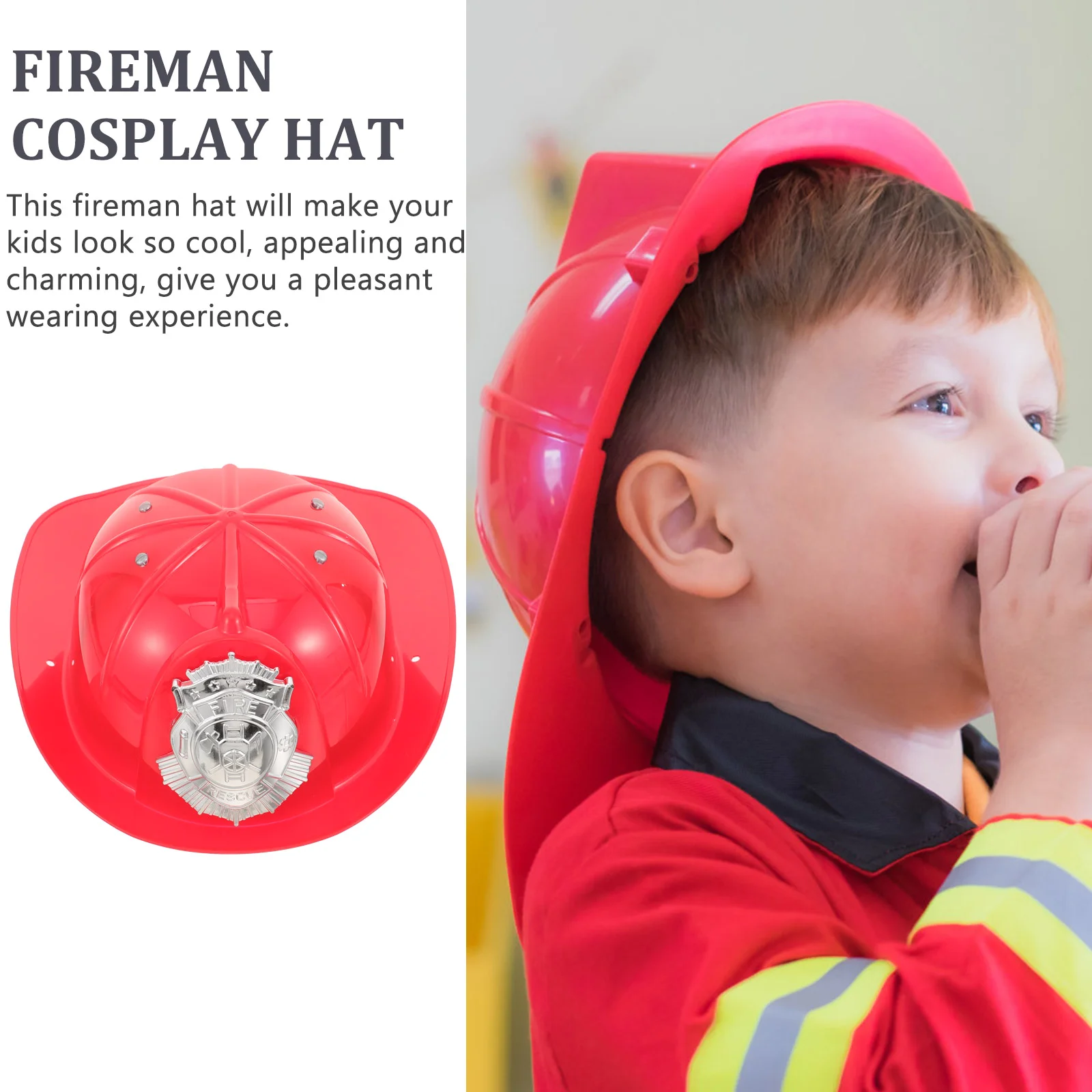 Kids Fireman Firefighter Hats Boys Girls Pretend Role Play Fancy Dress Accessories Kids Halloween Party Role Play Props