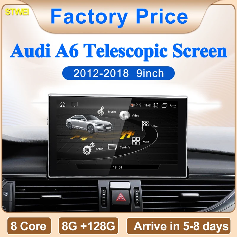 STWEI 8G 128G Android14 9 zoll Carplay AUTO Für AUDI 2012-2018 Jahr A6 A7 C7 auto Video Player GPS Navi Smart Bildschirm Bluetooth
