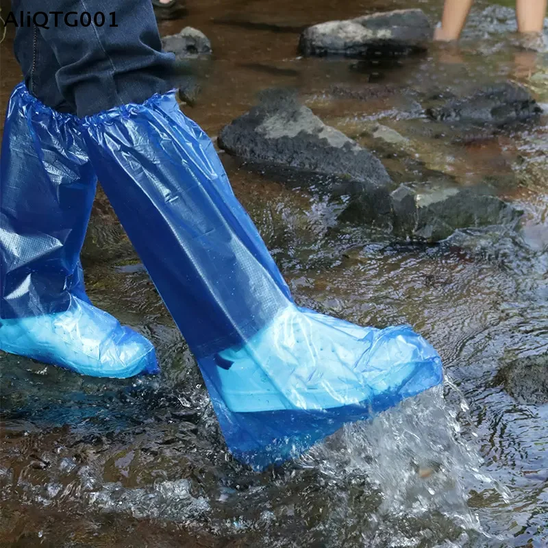 10PCS Transparent Plastic Shoe Covers Disposable Wear-Resistant Waterproof Outdoor Thick Isolation Foot Cover for Rainy Days view 3