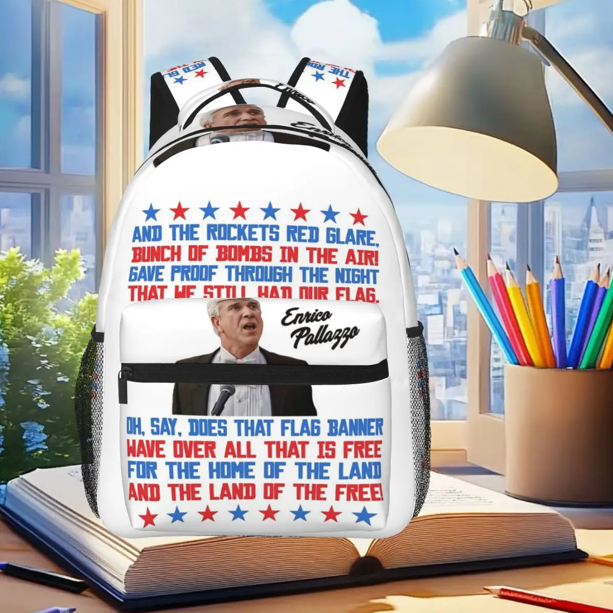 Enrico Pallazzo National Anthem Lyrics Naked Gun Movie Backpack Student Boys Girls BookBag Kids School Bag Computer Shoulder Bag