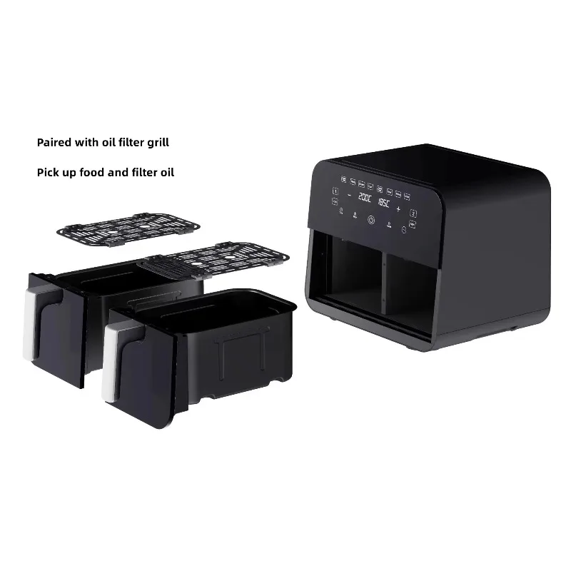 مقلاة هوائية منزلية مزدوجة متعددة الوظائف سلة مزدوجة ذكية كهربائية 9L Freidora De Aire مقلاة هوائية للفرن الرقمي #4