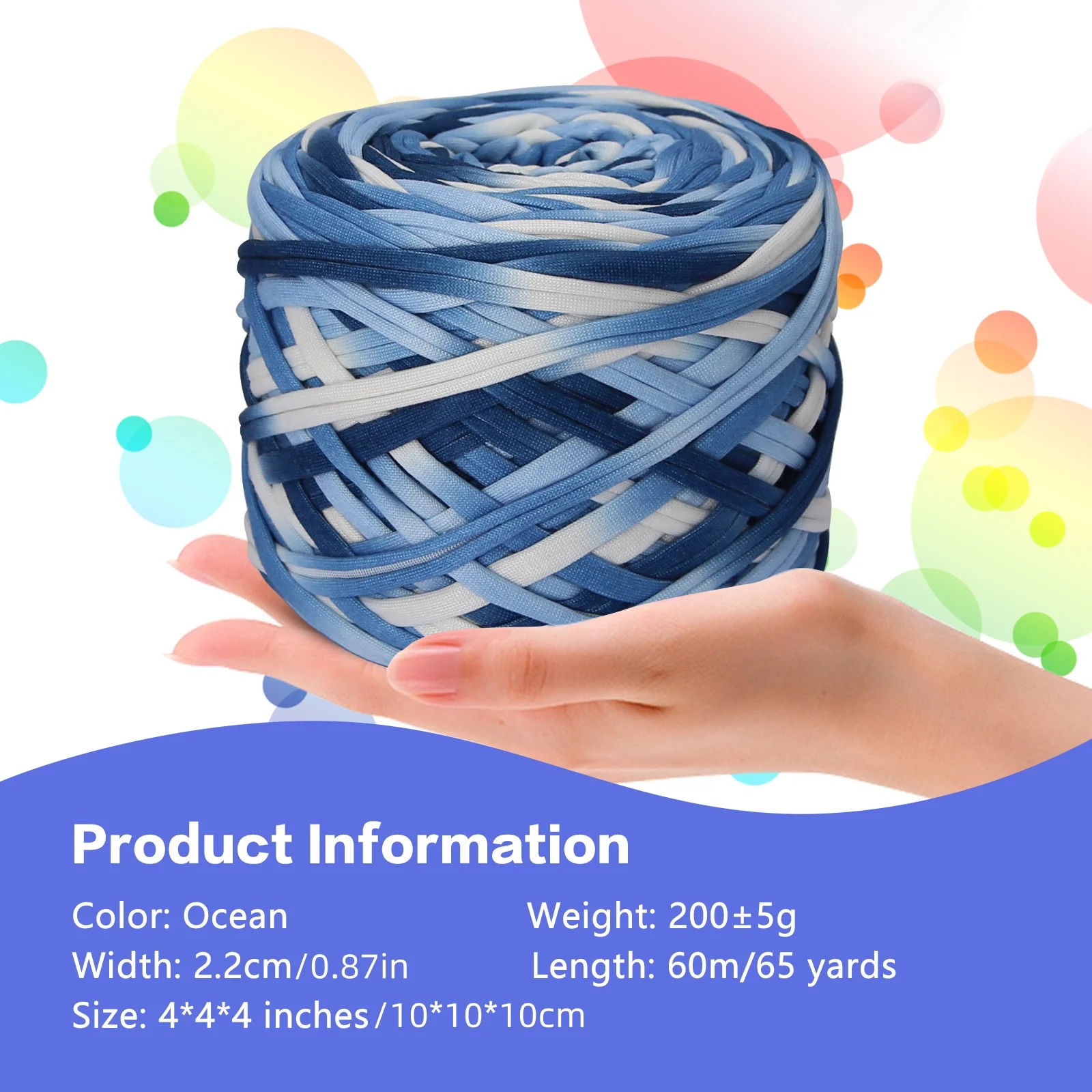 1pc 2cm Wide T-shirt Yarn,Woven Fabric Knitted Yarn 200g Yarn ,For Hand Made DIY Bags, Blankets, Cushions, Dolls