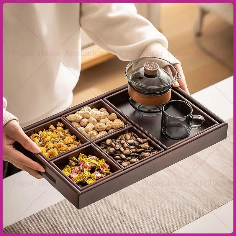 Wooden tea tray, dried fruit tray, household living room snack fruit tray, candy box, fruit tray