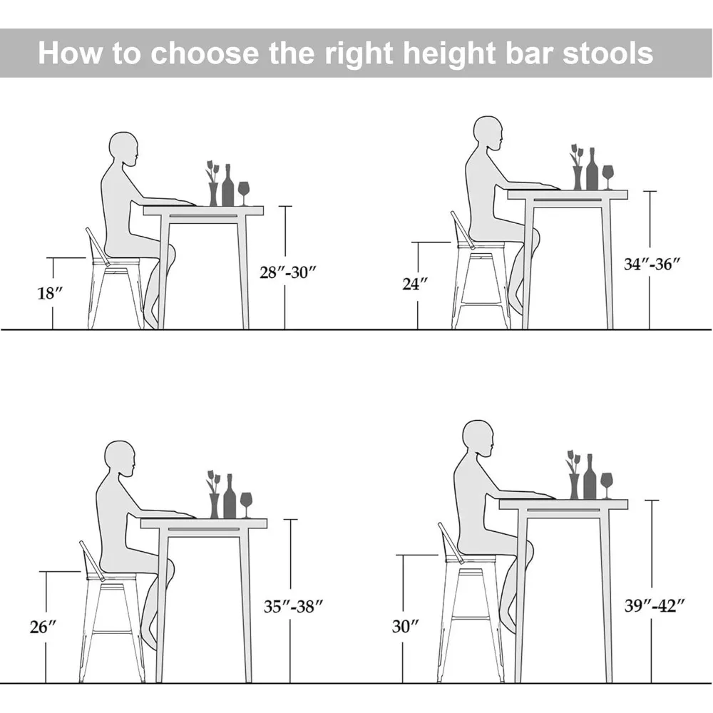 Juego de 4 taburetes de bar de metal de estilo industrial con soporte en X, negro mate, 30 pulgadas