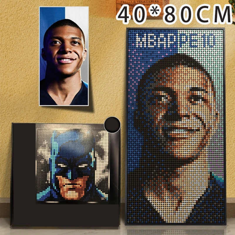 

8000+pcs Creative Assembling Football Star Pixel Art Decorative Mural Wall Painting Brick Building Blocks Birthday Gift