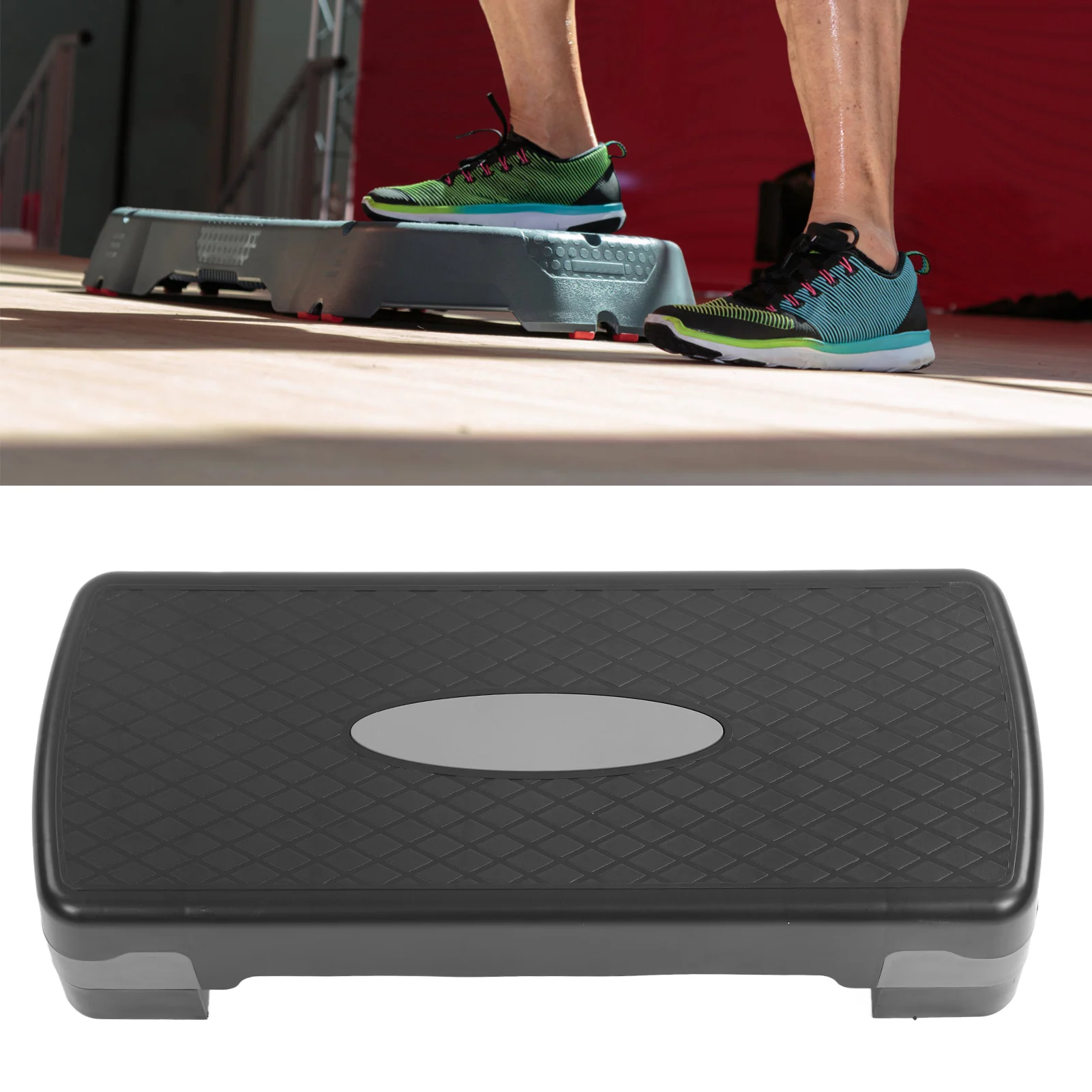 

Fitness Aerobic Step Stable Structure Anti Slip Black Grey Exercise Equipment Step Height Adjustable for Gym