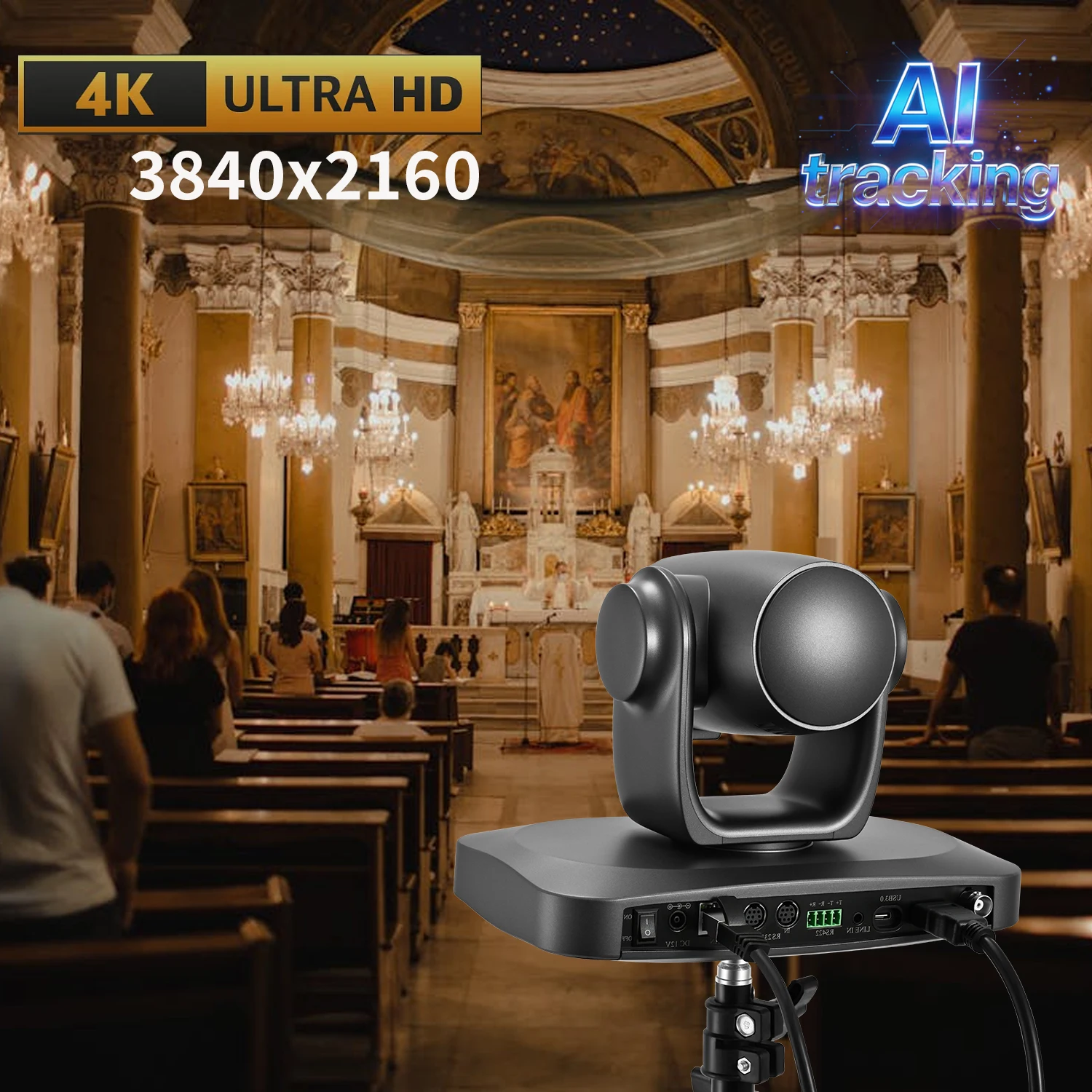 

Камера SZXLCOM 4K NDI PTZ с HDMI, USB3.0, RS485, LAN/NDI/POE и функцией AI-трекинга, 4K30 UHD камера для прямой трансляции в церквях