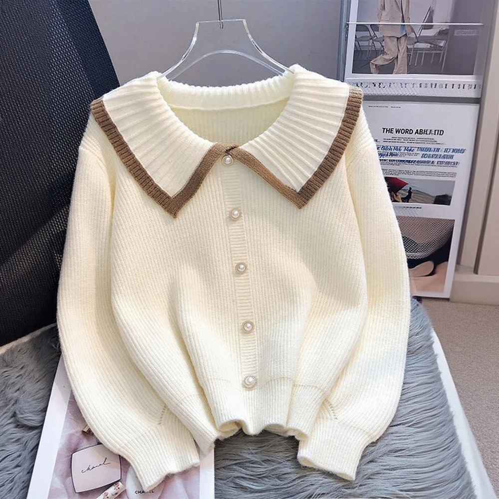 Cardigan feminino frente aberta malhas casual solto ajuste manga longa decote em u moda topo