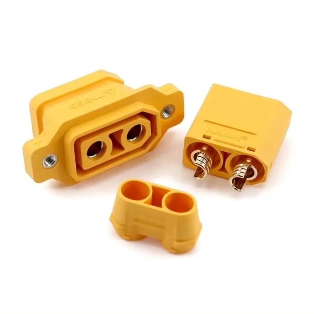 2pcs Amass Lithium Battery Charging Connector Gold-plated Copper Black Yellow XT90NE Female Head East to Use XT90 Terminal Male