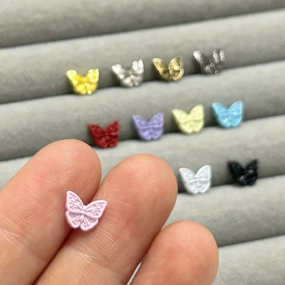 40Pcs 8mm Mini Doll Butterfly Buttons Doll Clothing Sewing Accessories Ultra-Small Butterfly Buckles Doll Bags Belt Coat Buckles