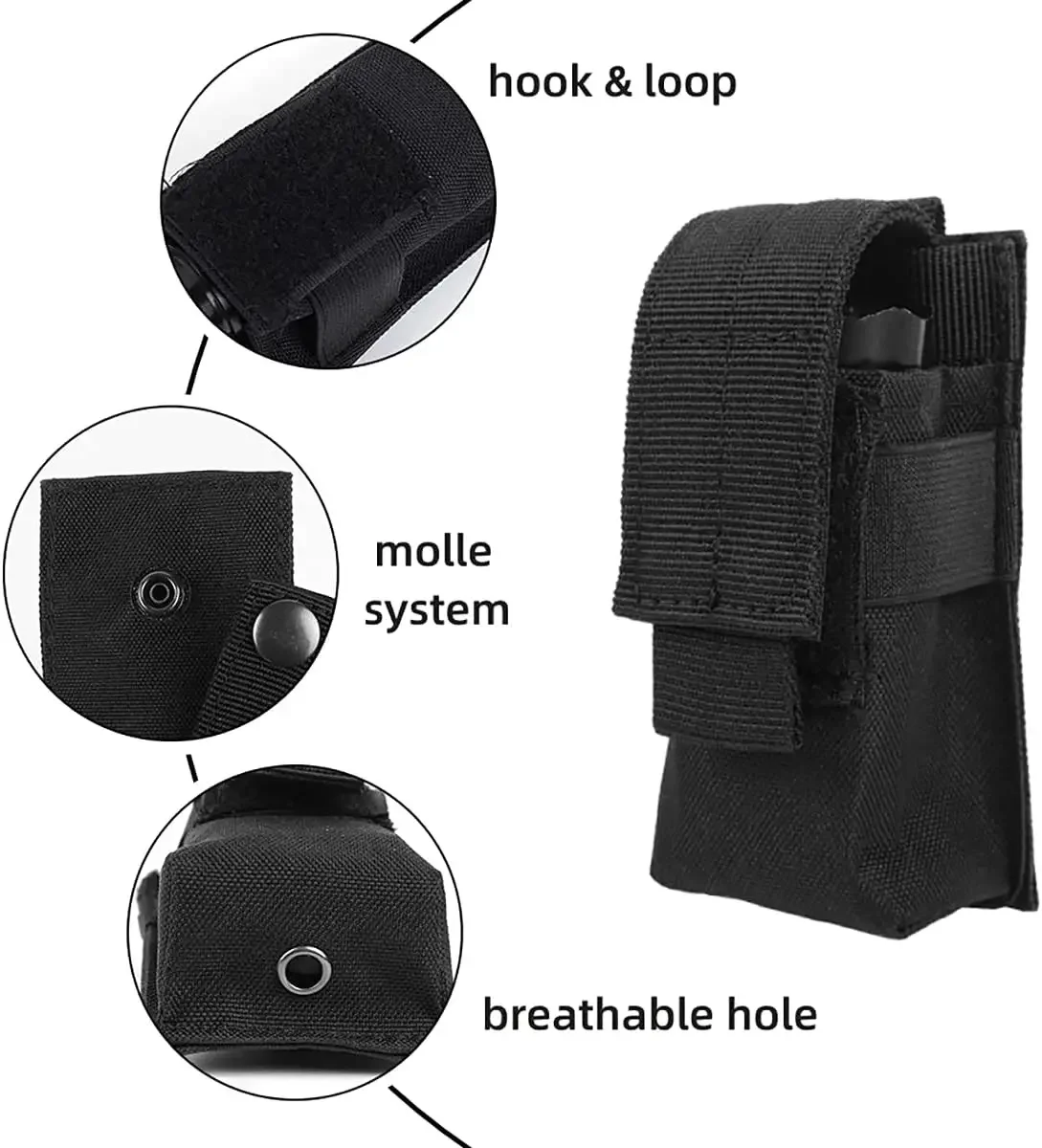 Tactical Molle Pouch, Nylon Flashlight Pouch Single Pistol Magazine Pouch Outdoor Hunting Knife Bag Portable Mini Tool Pouch