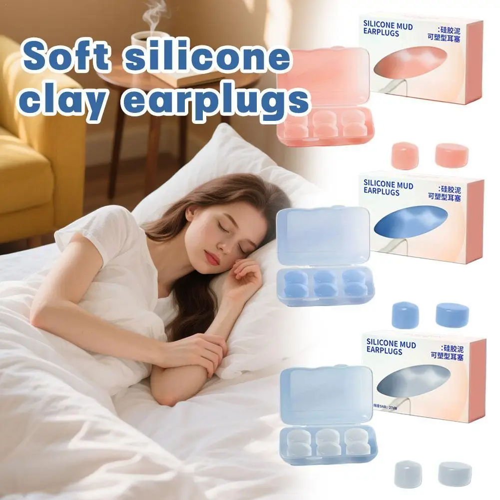 

6Pcs Silicone Clay Earplugs Reusable Silicone Wax Earplugs Swim Moldable Earplugs Noise Reduction Cancelling Sleeping Protection