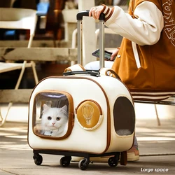 Trolley Suitcase Luggage with Wheels Breathable Pet Cat Backpack Large capacity Pet Stroller Portable Outdoor Pet Luggage