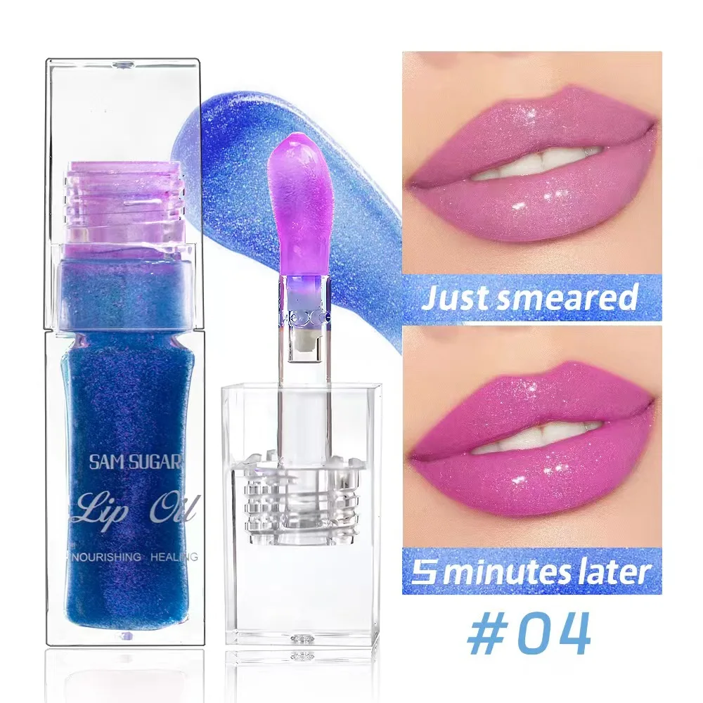 SAM SUGAR Color Changing Lip Oil Moisturizing Hydrating Color Changing Lip Glaze Lip Plumping 4Colors Smooth Lipstain Wholesale