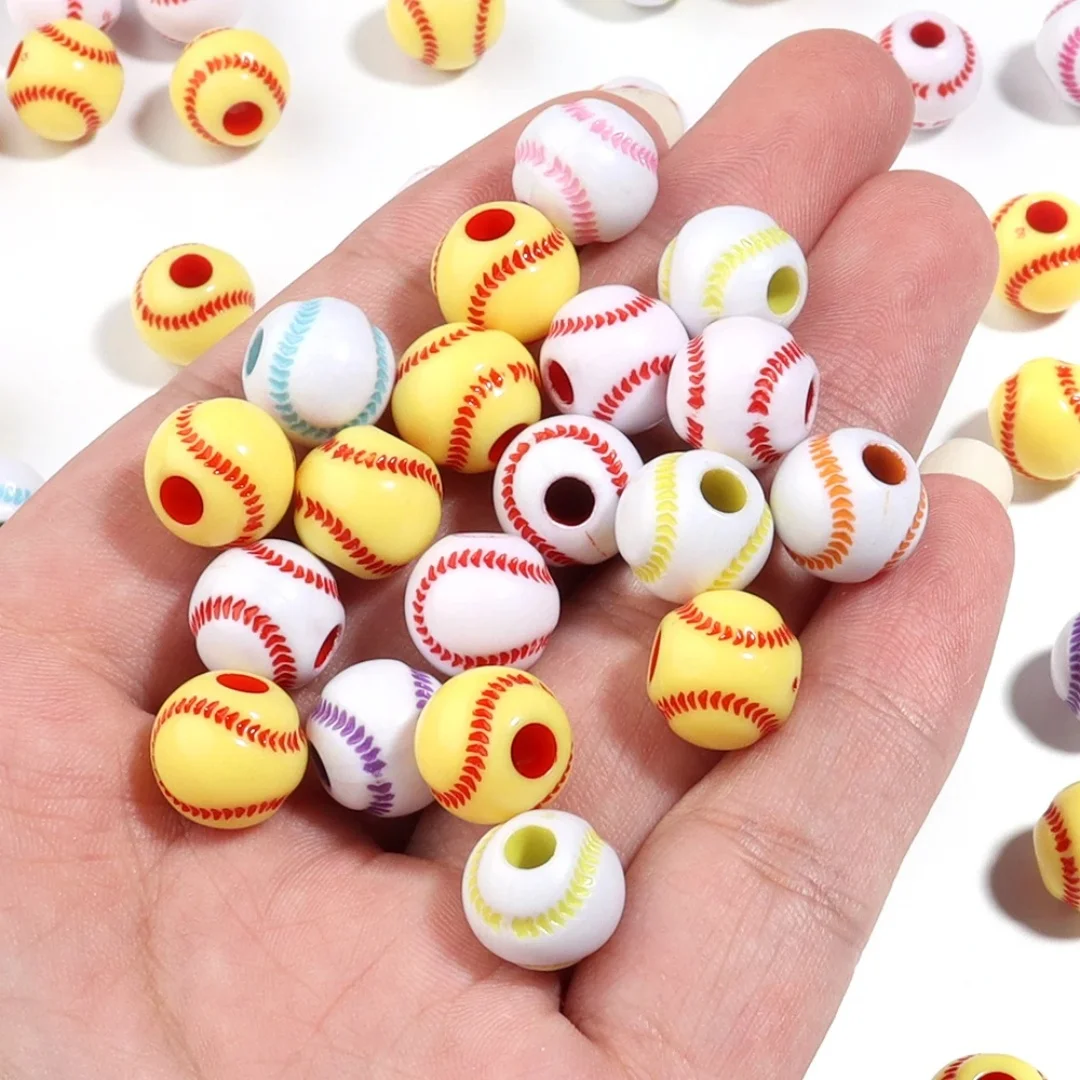 12mm Sports Style, Baseball Beads, Acrylic Beads, DIY Loose Beads, Bracelets, Necklaces, Pendants, Holidays, Parties view 3